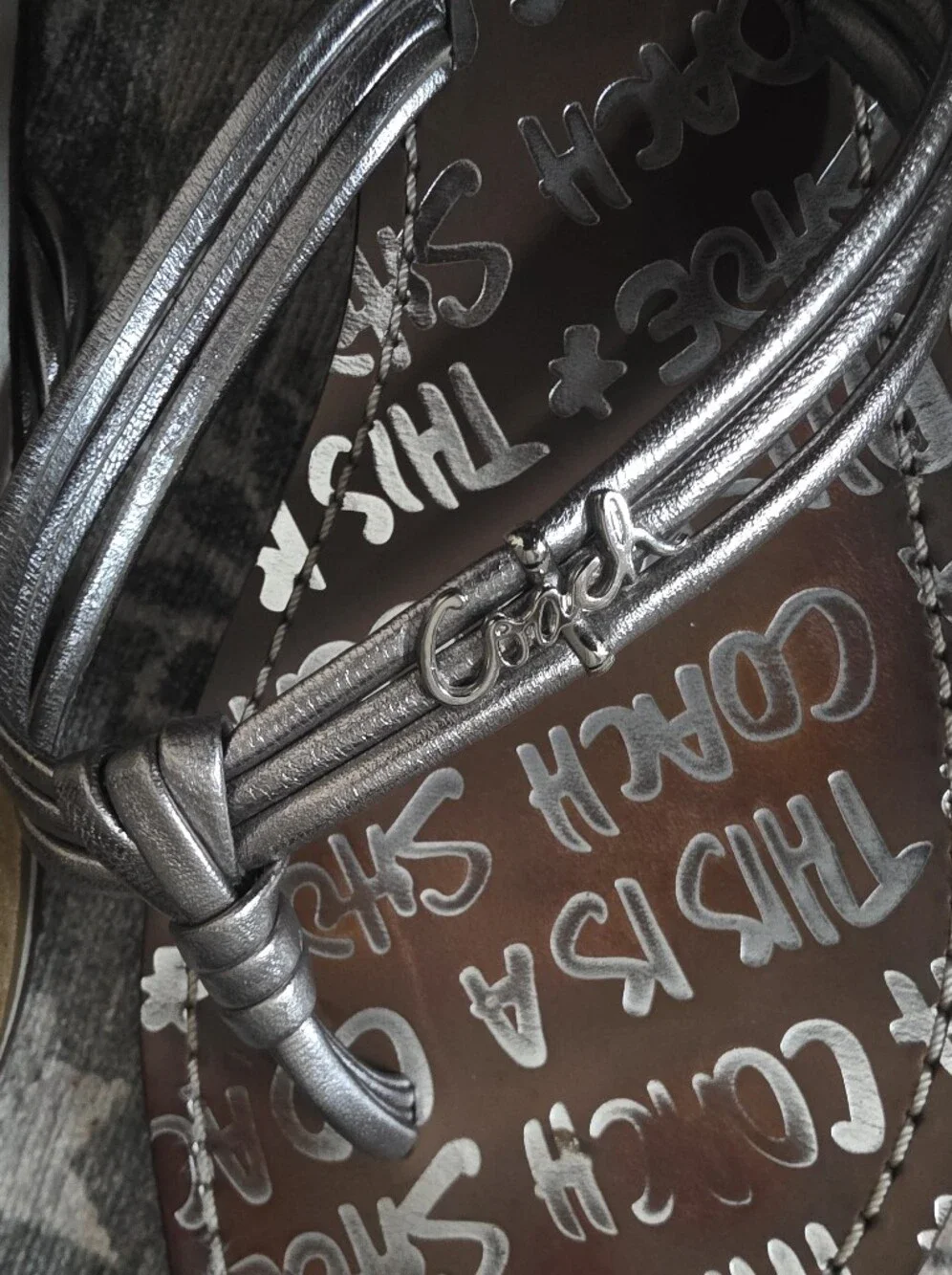 Coach Poppy Sandal Flip Flop Silver